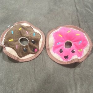 Pink and Brown Dog Plush Donut Toys